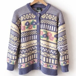 Northern Reflections Lavender, Cream & Pastel Floral Knit Cardigan